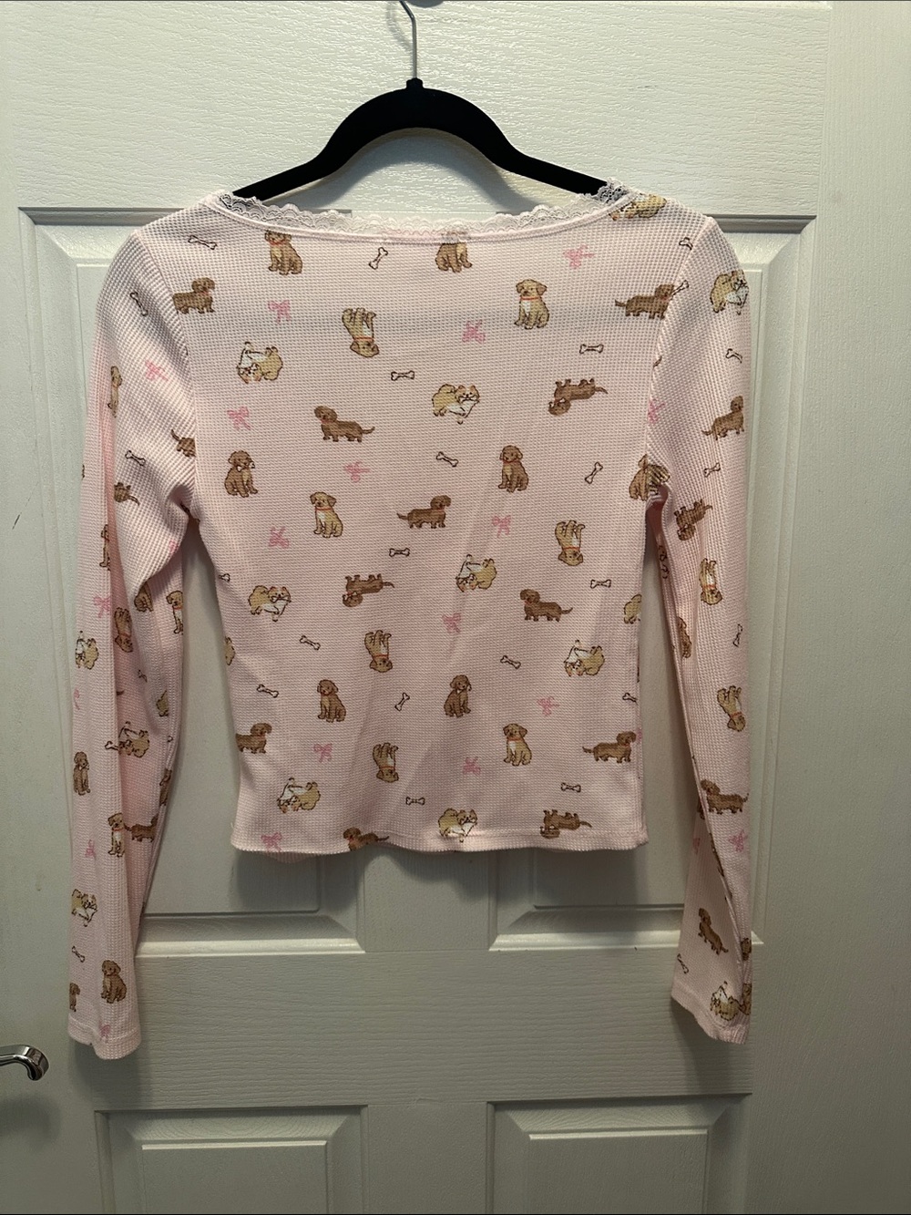 Pink Rose Light Pink Puppy Pajama Set Crop Top Size M - Picture 6 of 8